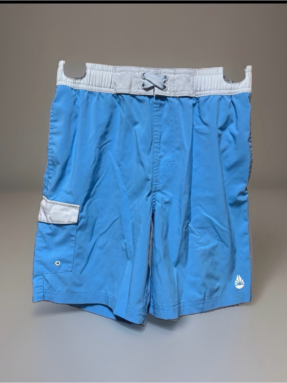 Kids Light Blue Swim Trunks with White Trim